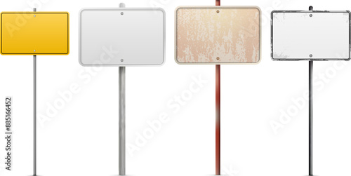 Set of four blank metal signs