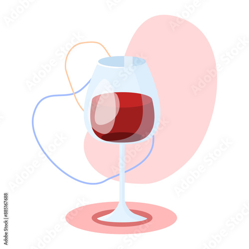 Wine glass standing with red wine on abstract background