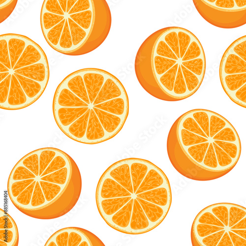 Orange fruit seamless pattern. Vector cartoon citrus background.