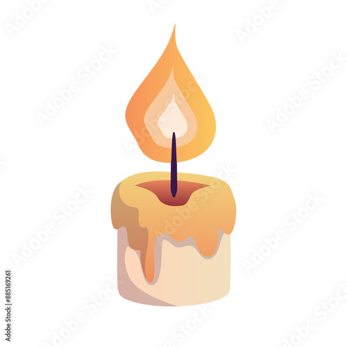 Burning candle on white background vector.