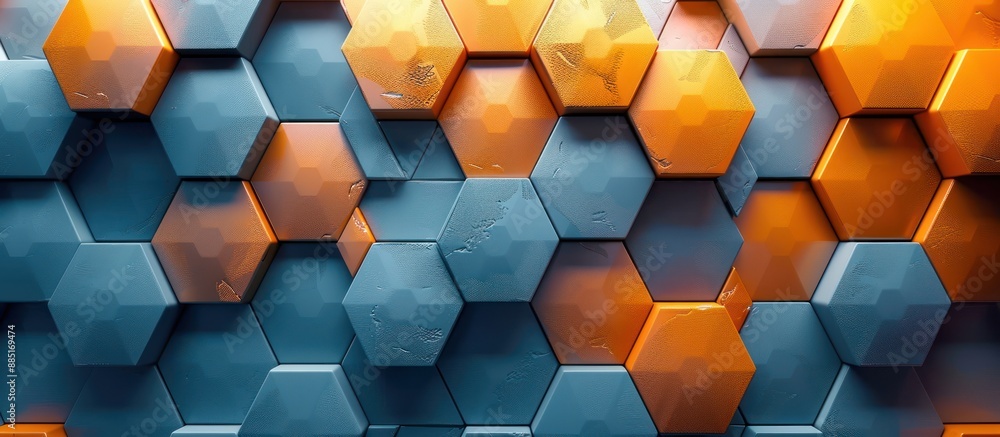 Abstract Hexagon Pattern in Blue and Orange Abstract Hexagon Pattern in Blue and Orange