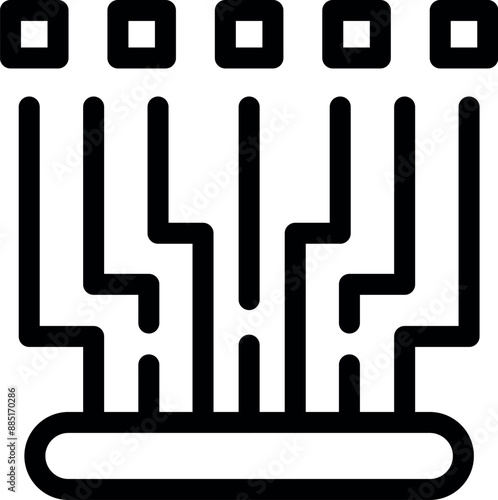 Bold line icon representing a data stream processing system connecting multiple sources