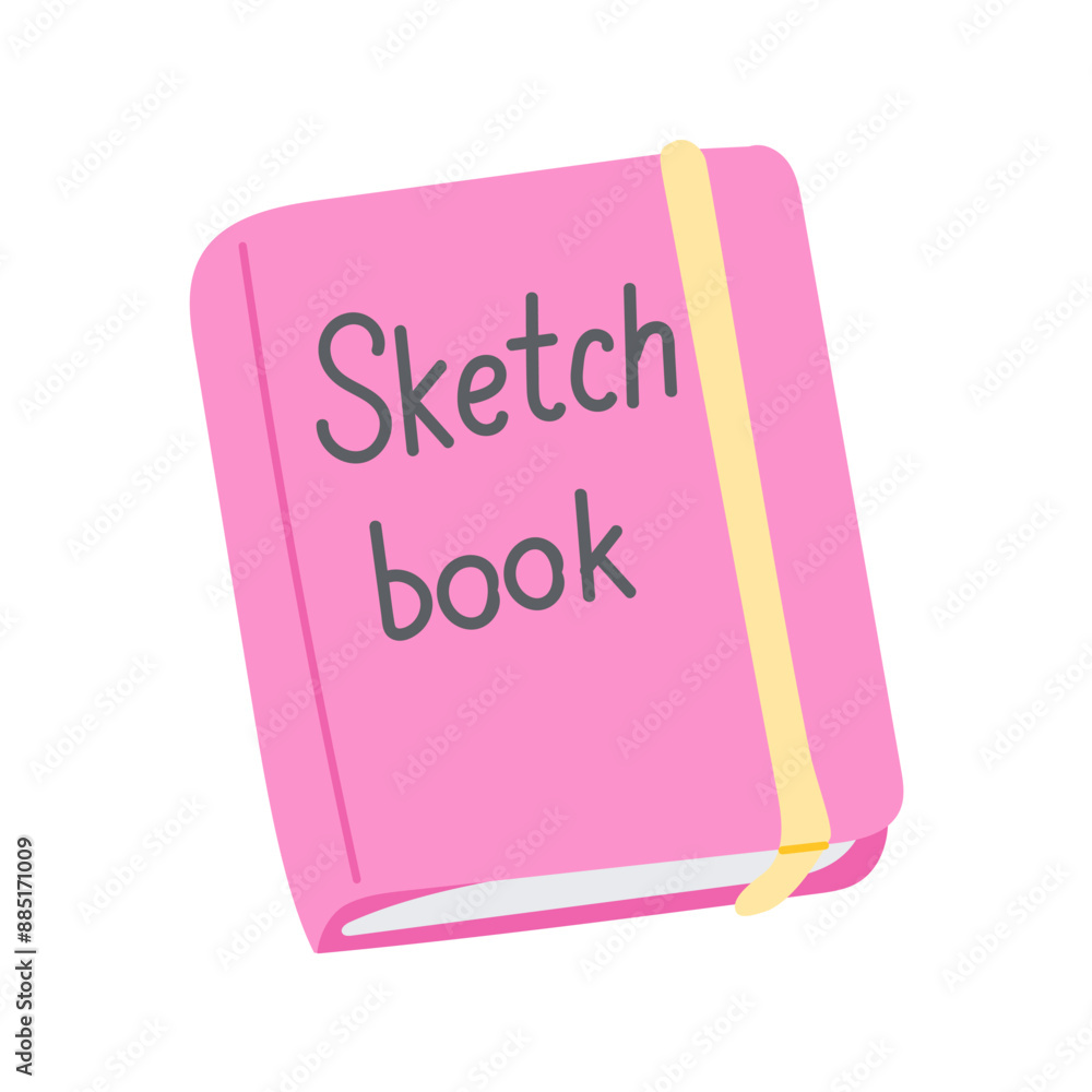 Colorful sketchbook in flat style isolated on white background. Educational or school stationary sticker. Good for decoration or labels. Back to school concept Colorful sketchbook in flat style isolated on white background. Educational or school stationary sticker. Good for decoration or labels. Back to school concept