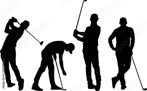 Golf player silhouette vector illustration