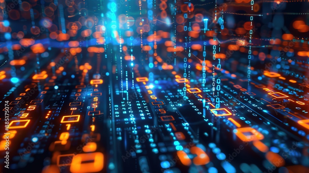 Fototapeta premium Fabric of cyber information and data streams. trending data process 