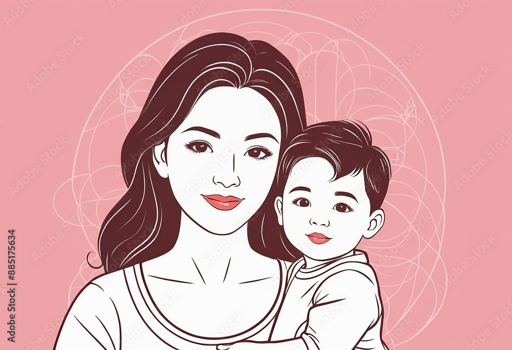 Modern Mother and Child Line Art for Mother's Day Modern Mother and Child Line Art for Mother's Day