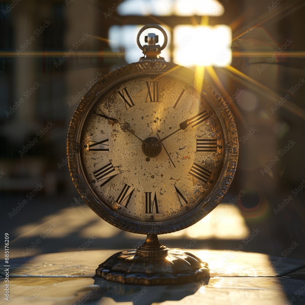 Clock on Table by Window Clock on Table by Window