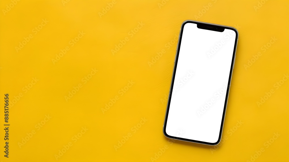 Smartphone mockup on a yellow background, Mockup, Phone mockups, Blank screen, copy space Smartphone mockup on a yellow background, Mockup, Phone mockups, Blank screen, copy space
