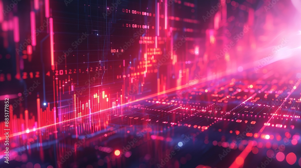Dynamic graph showing a rising stock market trend with glowing lines Dynamic graph showing a rising stock market trend with glowing lines