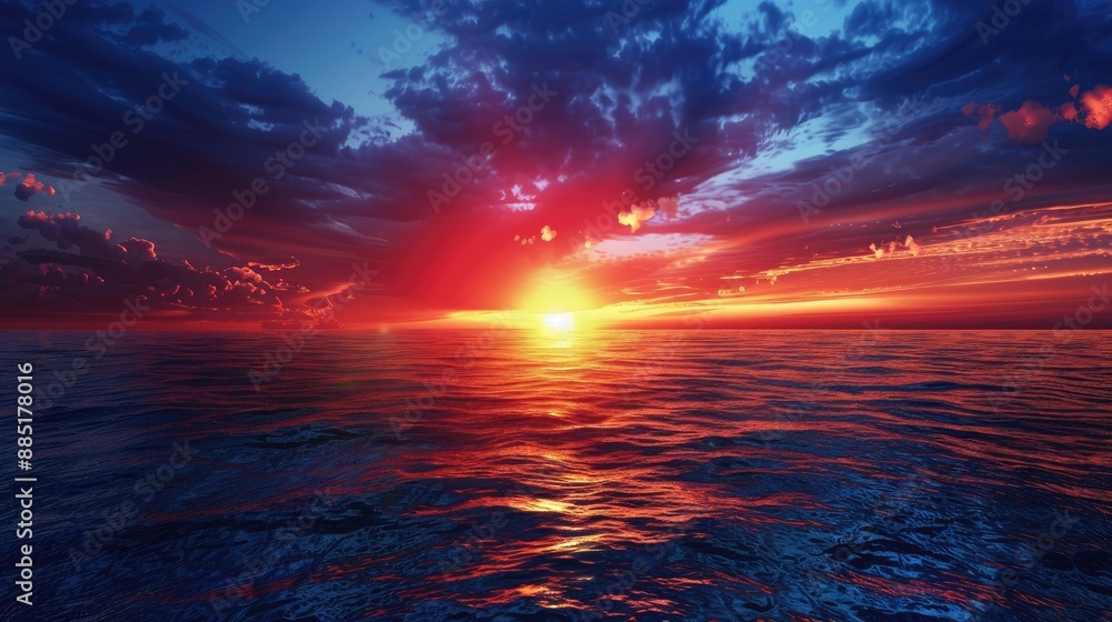 A panoramic view of the ocean at sunset A panoramic view of the ocean at sunset