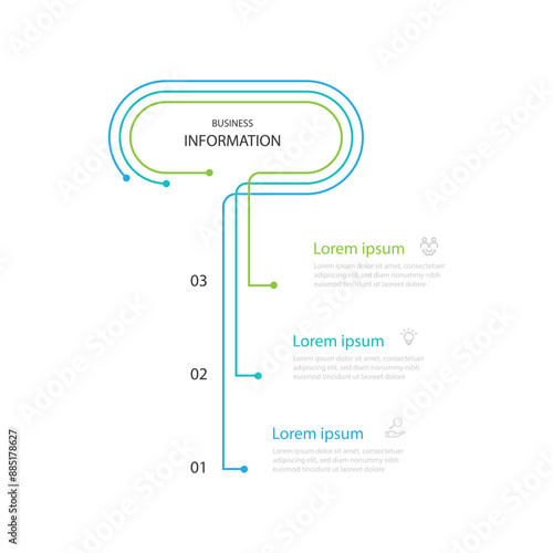 Template vector infographic with 3 step line suitable for web presentation and business information