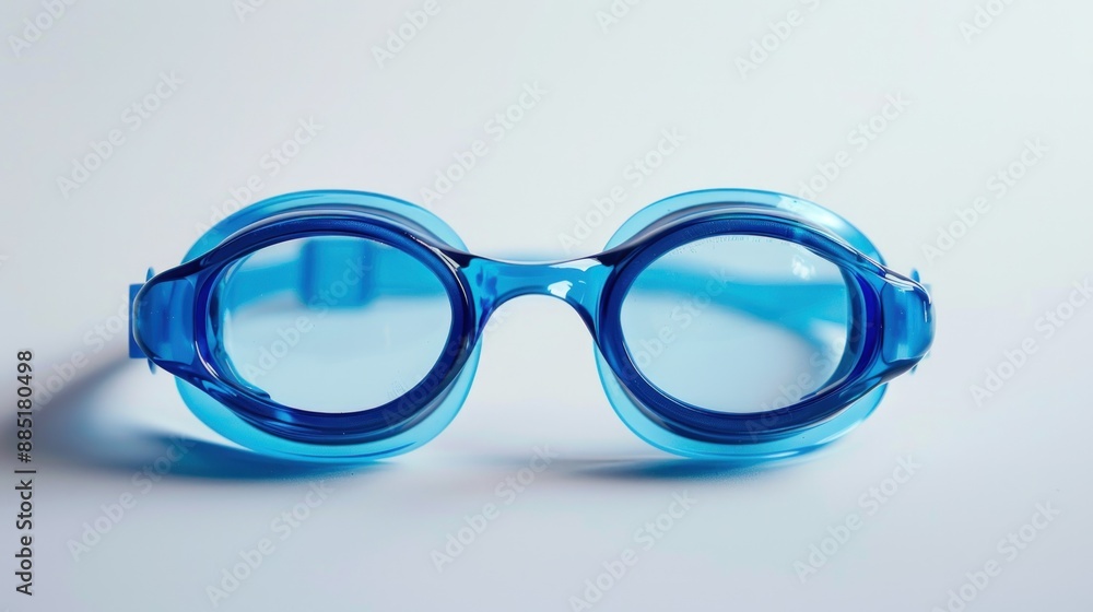 Fototapeta premium Blue swimming goggles isolated on white background. Generate AI image