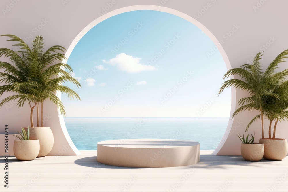 Obraz premium Podium bathtub plant architecture.