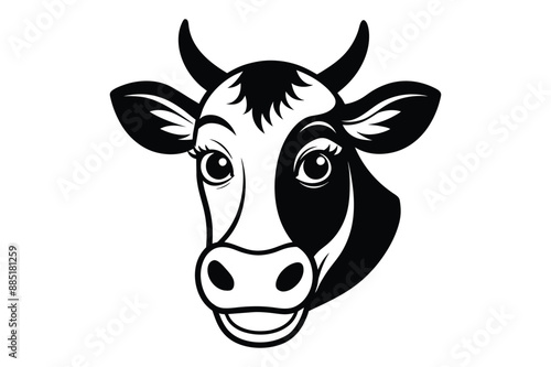 funny cow head silhouette. Vector, illustration