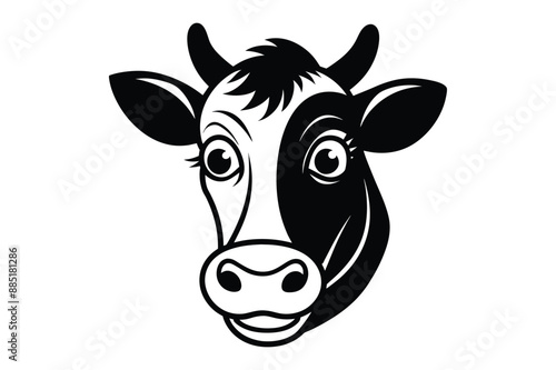 funny cow head silhouette. Vector, illustration