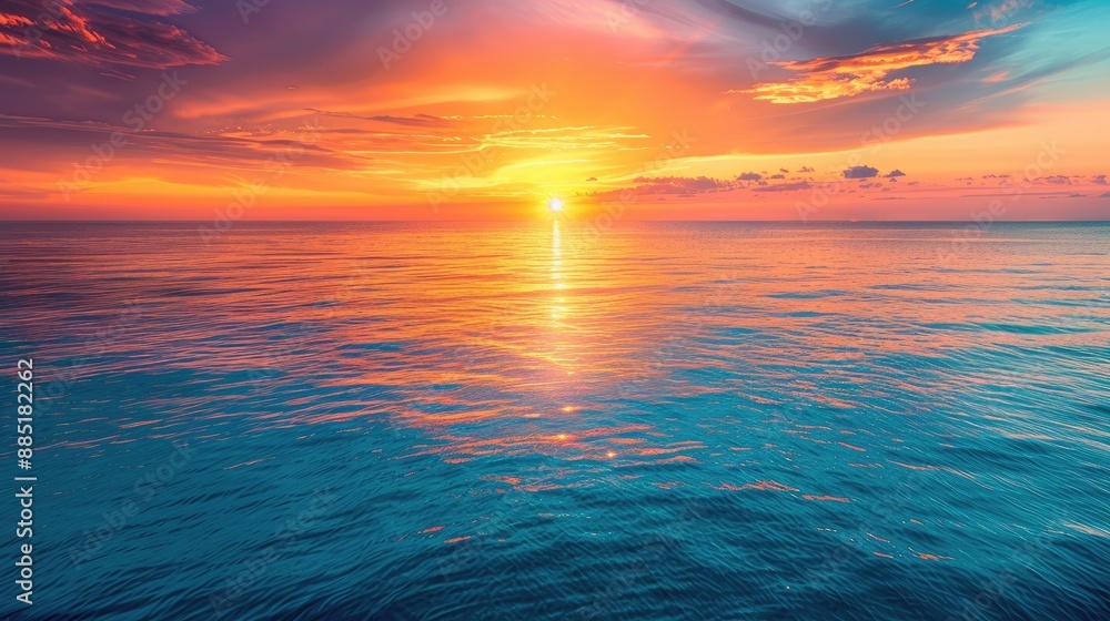 Obraz premium A serene sunset over a tranquil ocean