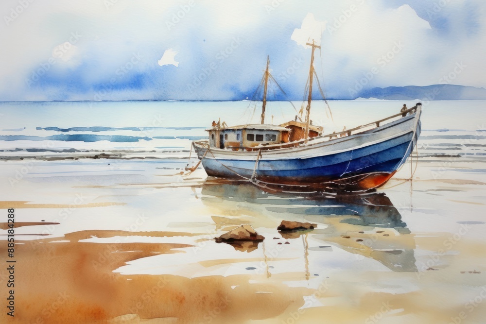 Seascape boat watercraft sailboat. Seascape boat watercraft sailboat.