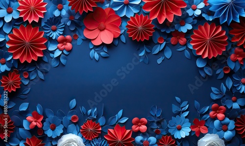 Wallpaper Mural president s day banner blue red,white paper fans on blue background header template for american national holidays celebrations Torontodigital.ca