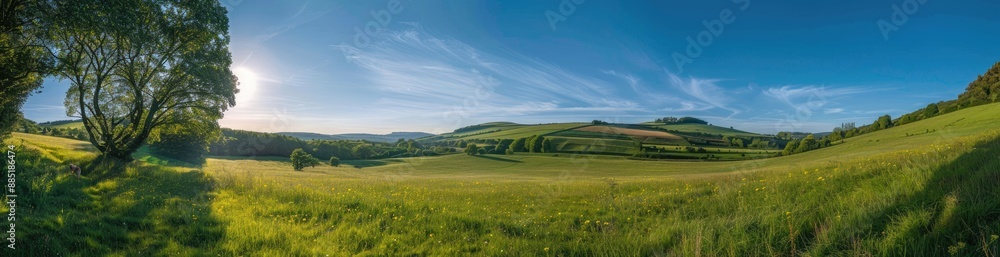 Rolling Hills Landscape Under a Clear Blue Sky Rolling Hills Landscape Under a Clear Blue Sky