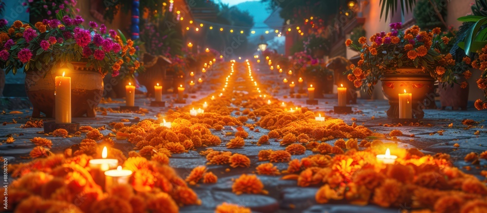 Path of Remembrance: Candles and Marigolds for Dia de los Muertos Path of Remembrance: Candles and Marigolds for Dia de los Muertos