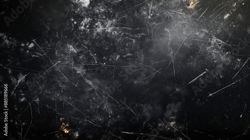 Dark scratched texture background with dust particles. Generative AI