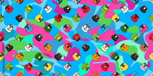 Trendy Seamless Colorful Abstract Urban Style Hiphop Graffiti Street Art Pattern Vector Background