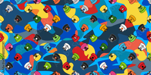 Trendy Seamless Colorful Abstract Urban Style Hiphop Graffiti Street Art Pattern Vector Background