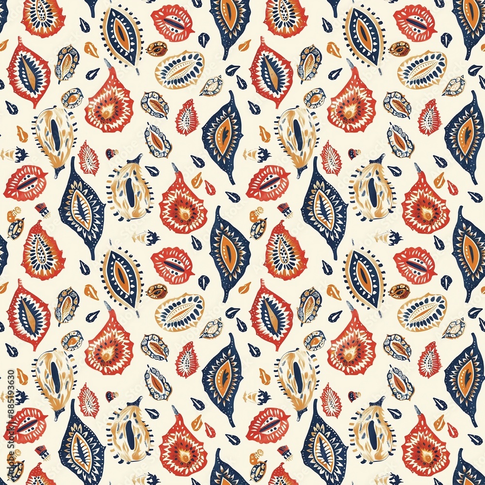 paisley Colorful dried durian seamless fabric fashion textile background paisley Colorful dried durian seamless fabric fashion textile background