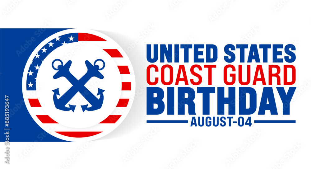 Fototapeta premium us coast guard birthday is observed every year in August. Holiday concept. Template for background, banner, card, poster, placard, design template with unique shapes with standard color.
