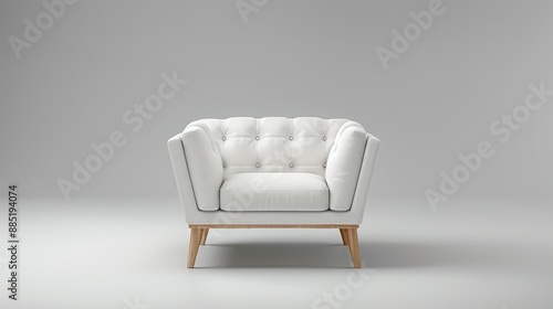 Modern armchair with white leather and wood as the frame. Generate AI image