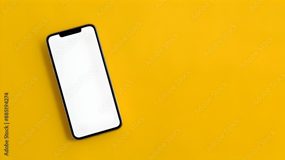 Smartphone mockup on a yellow background, Mockup, Phone mockups, Blank screen, copy space Smartphone mockup on a yellow background, Mockup, Phone mockups, Blank screen, copy space