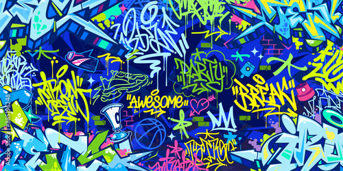 Cool Trendy Abstract Hip Hop Urban Street Art Graffiti Style Vector Illustration Background Template