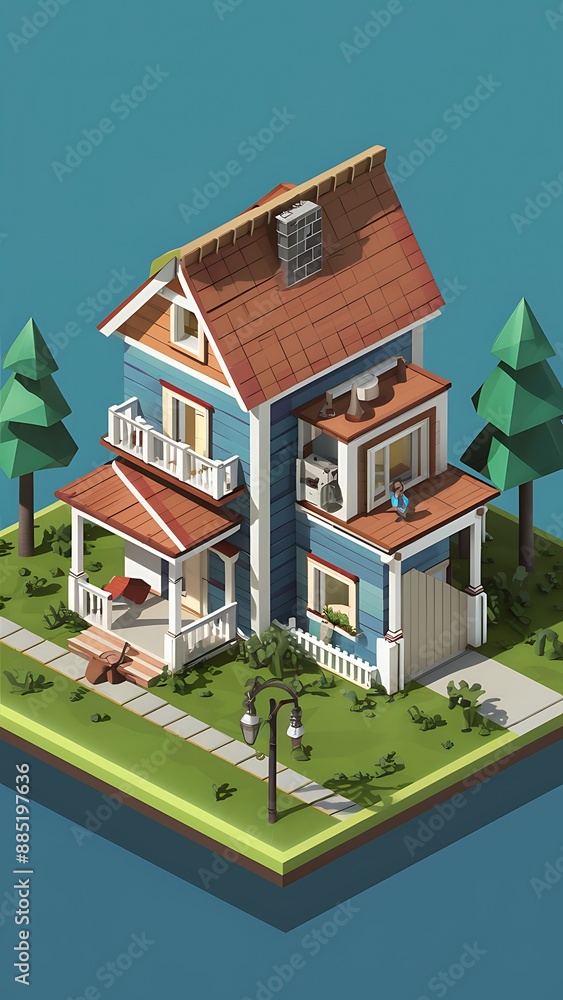 3d home isometric style background 3d home isometric style background
