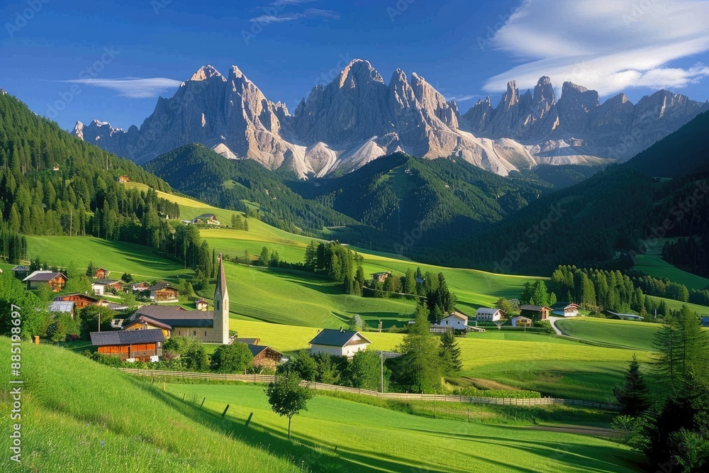 Picturesque Alpine Village with Majestic Mountain Views Picturesque Alpine Village with Majestic Mountain Views