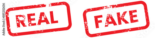 real fake stamp. Grunge red vintage rectangle stamp