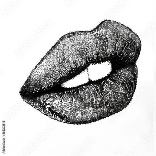 Monochrome textured lips illustration photo