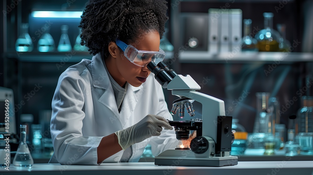 Female Scientist Using Microscope in Laboratory Female Scientist Using Microscope in Laboratory