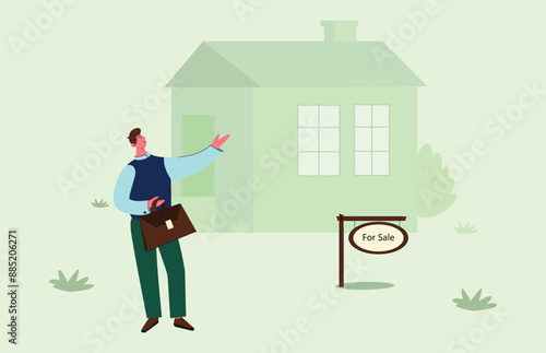 Mortgage advisor, house for sale. selling a house. New build