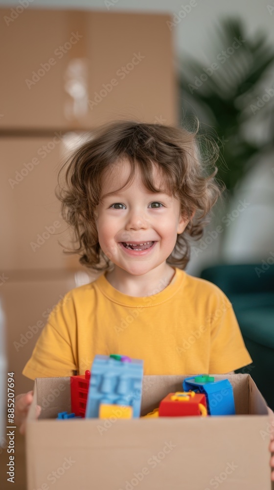 Excited child opening a package with educational toys from an online store, e-commerce, enriching experiences. have copy space for text, focus cover all object, deep dept of field Excited child opening a package with educational toys from an online store, e-commerce, enriching experiences. have copy space for text, focus cover all object, deep dept of field