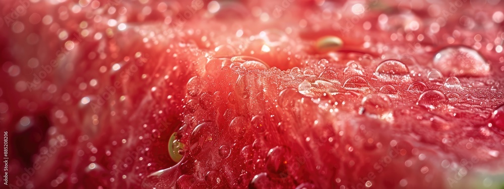 Watermelon in water drops close-up. Selective focus Watermelon in water drops close-up. Selective focus