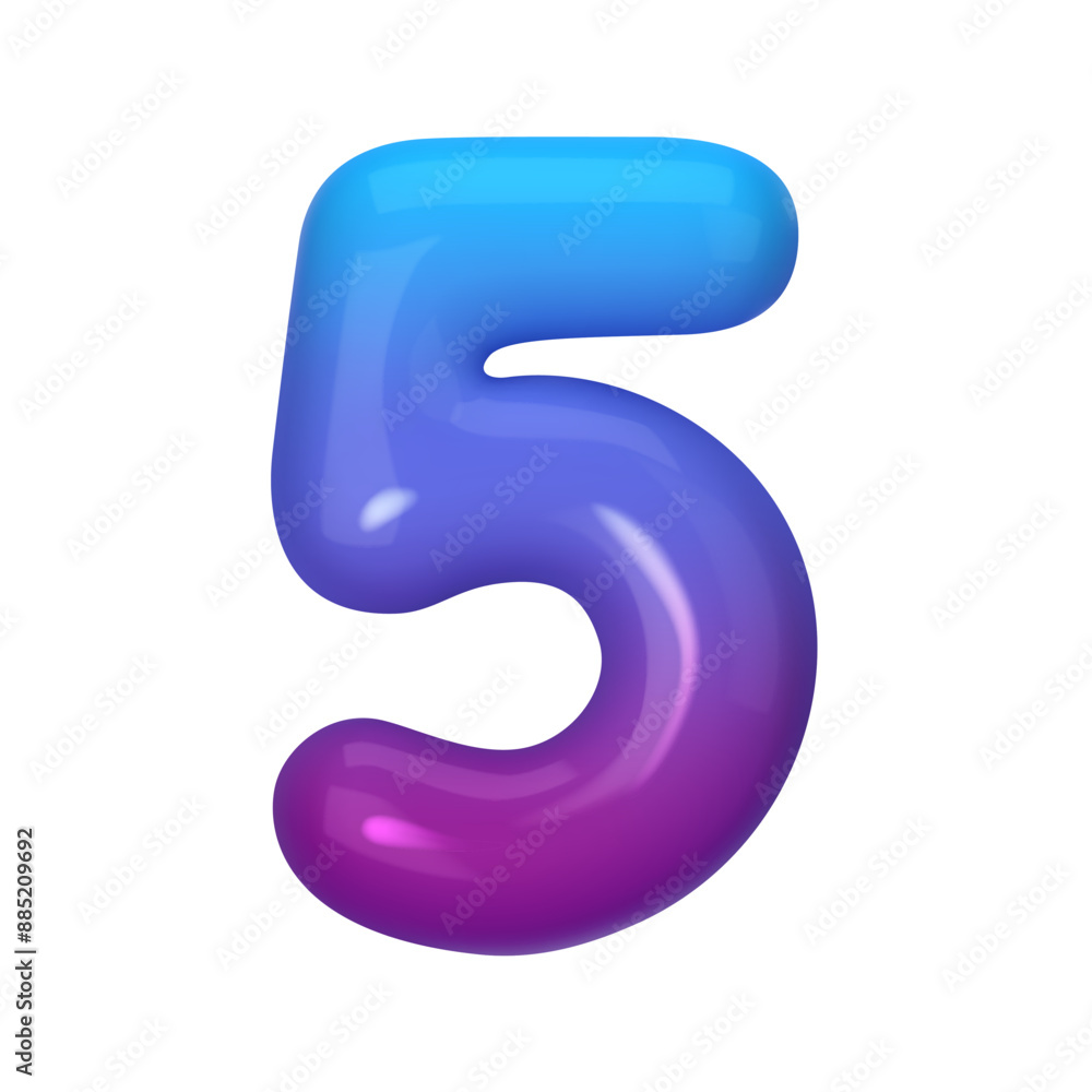 3D number 5 with blue and violet gradient. Modern, vibrant, and abstract. Perfect for digital art, graphic design, and creative projects. Vector illustration 3D number 5 with blue and violet gradient. Modern, vibrant, and abstract. Perfect for digital art, graphic design, and creative projects. Vector illustration