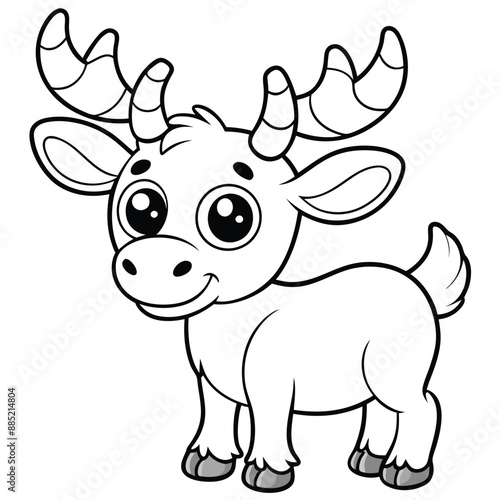 Moose line-art coloring page Vector silhouette vector on white background