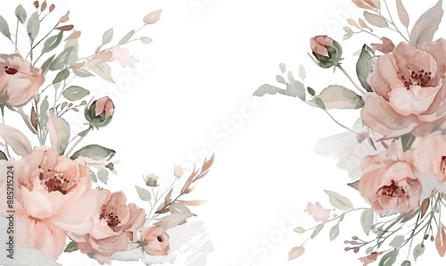 Watercolor floral background, frame, pattern, texture. For design, pastel colors