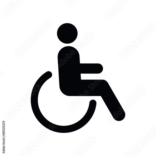Disabled Person Vector Flat Icon. Handicapped or Accessibility Sign. Man in a Wheelchair Pictogram on White Background.