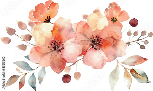 watercolor background with flowers, border, pastel colors, for design