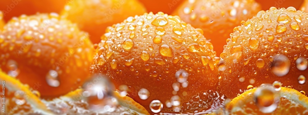 oranges in water drops close-up. Selective focus oranges in water drops close-up. Selective focus