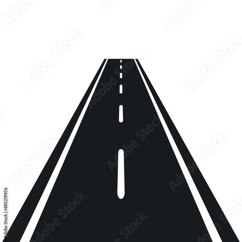 Perspective road, pathway to horizon. Isolated vector illustration.