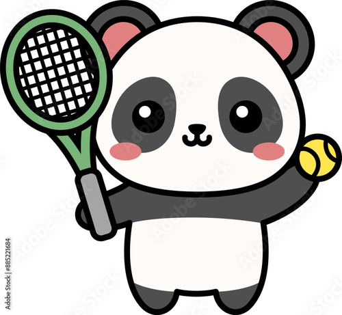 テニスをしているパンダ（Panda playing tennis.）

