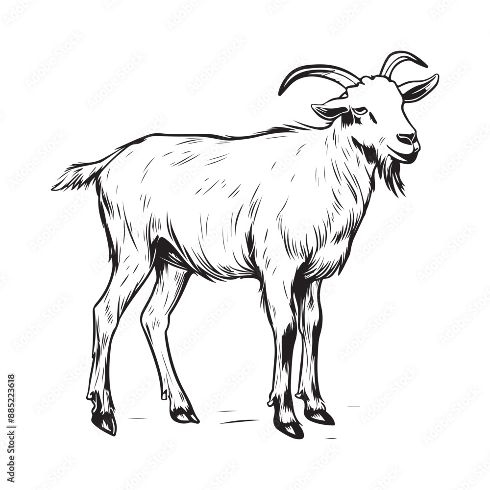 Hand Drawn Goat Vector Image. Illustration of a Goat isolated on white Hand Drawn Goat Vector Image. Illustration of a Goat isolated on white