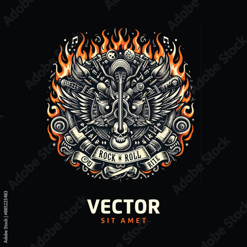 musik rock n roll vector design